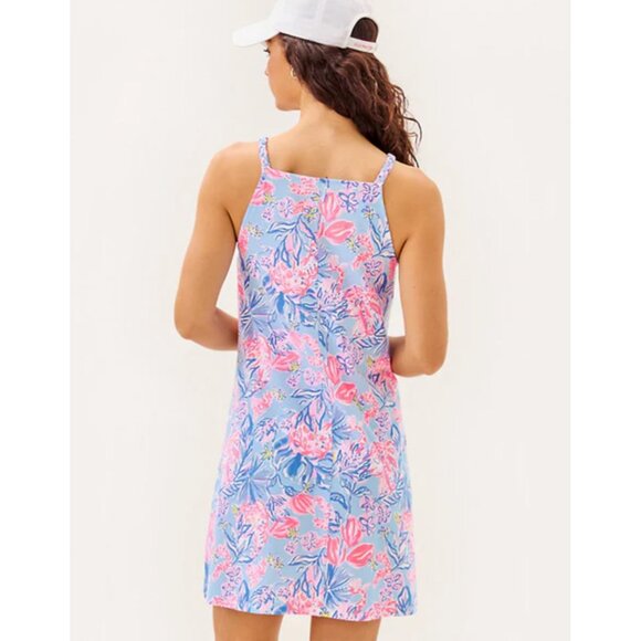 New Lilly Pulitzer Kyleigh Sleeveless Floral Print Mini Dress in Blue Size M - Picture 2 of 14
